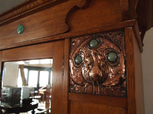 fig 1. Wardrobe Arts and Crafts Oak c1900 Ruskin