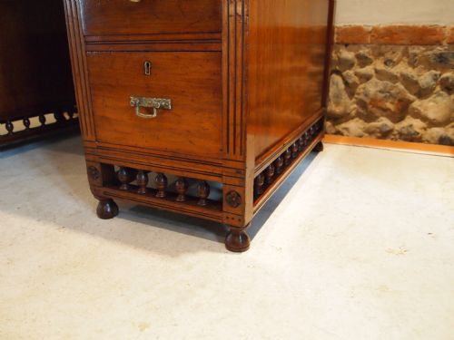 fig 2. Desk Victorian Arts and Crafts solid Walnut c1880 Pugin Influence
