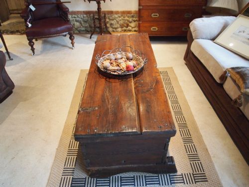 fig 1. Chest coffer blanket box coffee table Elm c1800
