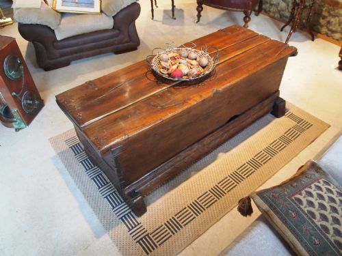 fig 2. Chest coffer blanket box coffee table Elm c1800