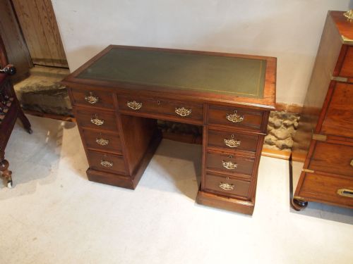 Desk Victorian Solid Walnut Twin Pedestal by James Shoolbred C1890 Small Size