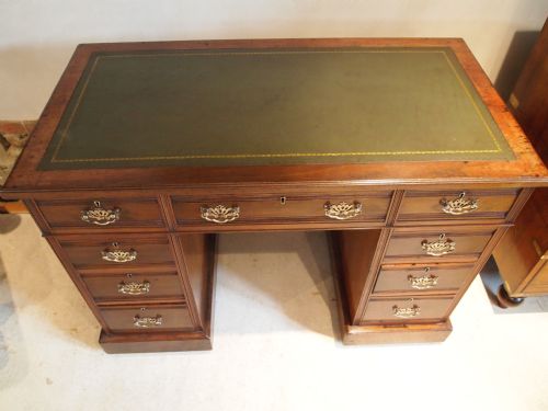 fig 2. Desk Victorian solid Walnut twin pedestal by James Shoolbred c1890 small size