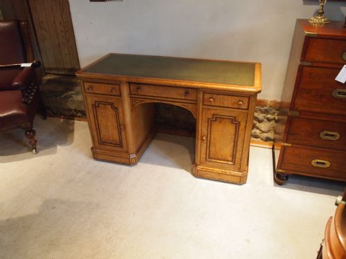 fig 1. Desk George IV Regency figured Maple and burr Yew c1820