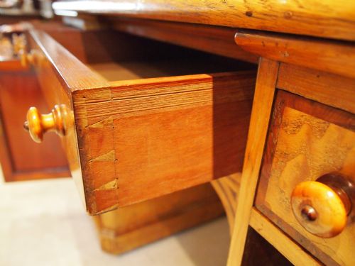 fig 4. Desk George IV Regency figured Maple and burr Yew c1820