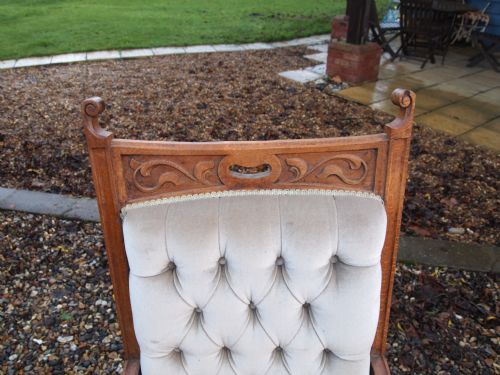 fig 3. Chairs Victorian oak arts and crafts armchairs pair c1900 for re-covering