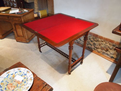 fig 2. Table card table Victorian Walnut c1890 aesthetic movement