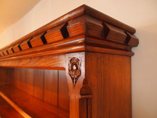 fig 3. Bookcase Arts and crafts Pugin influence Victorian pitch Pine c1870