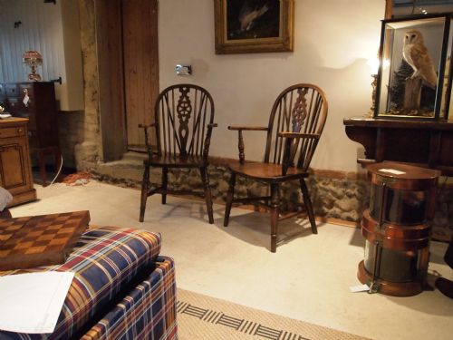 fig 4. Chairs Edwardian pair of Elm and Beech Windsor carver armchairs c1910