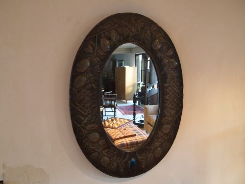 fig 1. Mirror Arts and Crafts Pewter mirror Liberty style c1900