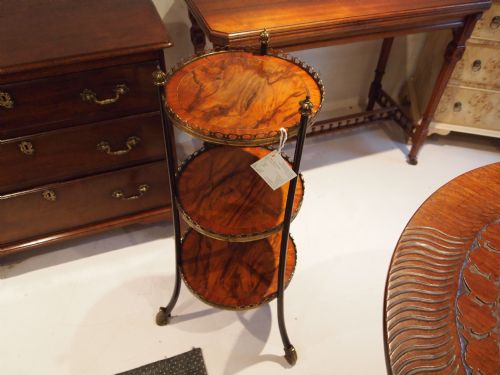 Table Victorian Three Tier Etagere Figured Walnut and Ormolu C1870