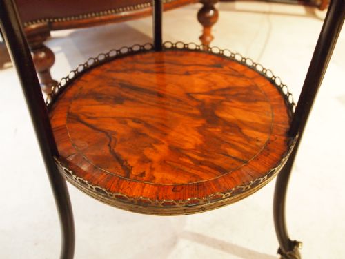 fig 4. Table Victorian three tier Etagere figured Walnut and ormolu c1870