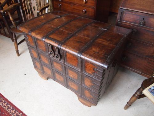 fig 1. Marriage Dowry chest blanket box Teak Victorian period c1850