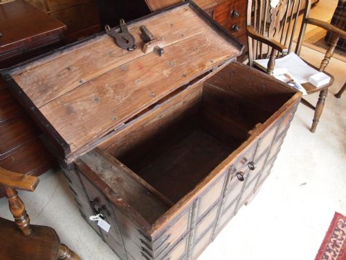 fig 4. Marriage Dowry chest blanket box Teak Victorian period c1850