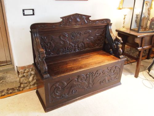 Settle Bench Victorian Carved Oak Super Quality C1890