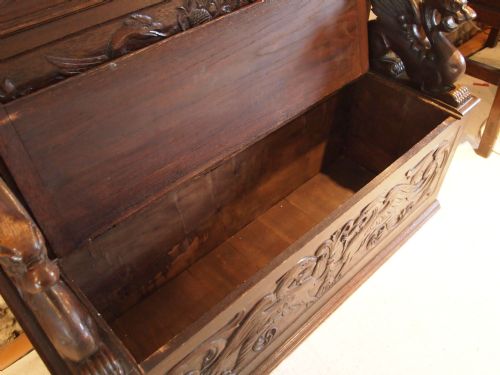 fig 4. Settle bench Victorian carved Oak super quality c1890
