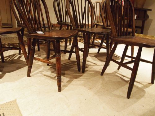 fig 3. Chairs Victorian Kitchen Windsor Ash and Elm set of eight c1890 Yealmton Devon