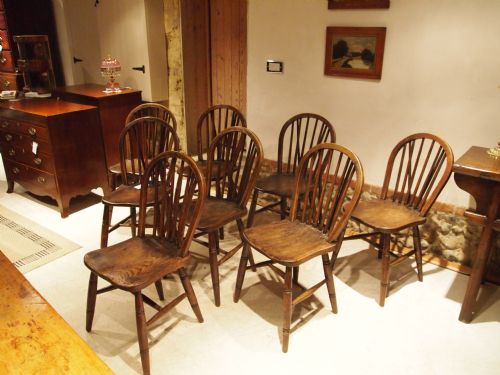 fig 1. Chairs Victorian Kitchen Windsor Ash and Elm set of eight c1890 Yealmton Devon