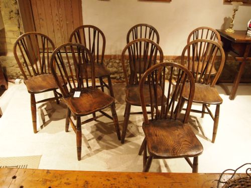fig 4. Chairs Victorian Kitchen Windsor Ash and Elm set of eight c1890 Yealmton Devon