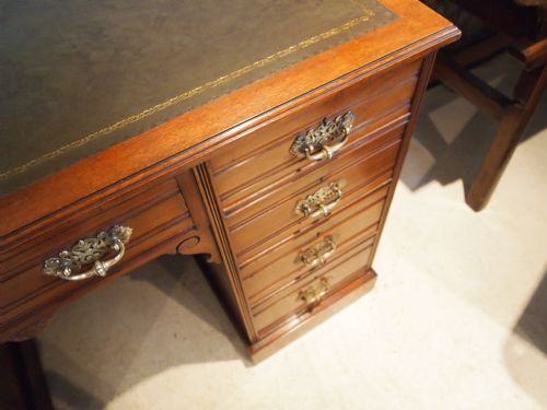fig 1. Desk Victorian solid Walnut twin pedestal c1890