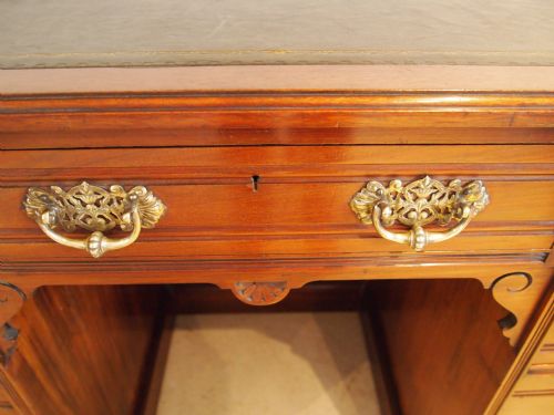 fig 2. Desk Victorian solid Walnut twin pedestal c1890