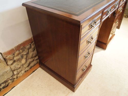 fig 3. Desk Victorian solid Walnut twin pedestal c1890