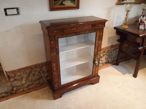fig 1. Cabinet cupboard pier cabinet figured Walnut and Marquetry inlay c1870