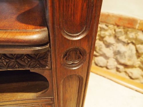 fig 2. Chair arts and crafts carved Oak corner chair Pugin influenced c1880