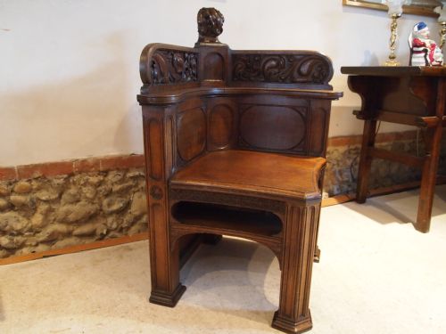 fig 3. Chair arts and crafts carved Oak corner chair Pugin influenced c1880
