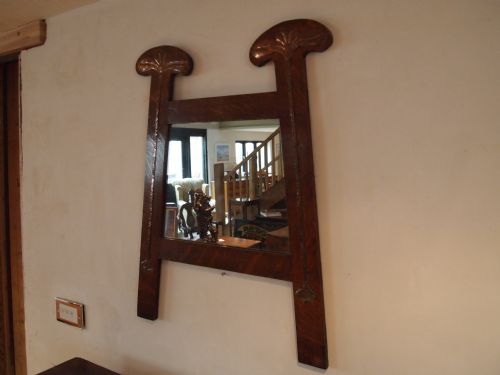 fig 2. Mirror Arts and Crafts copper and Oak c1900