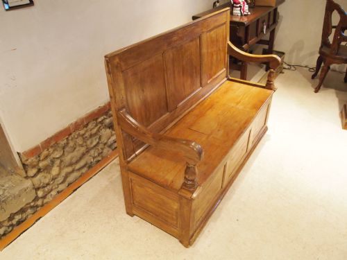 fig 2. Settle Bench George III Pine box settle c1800