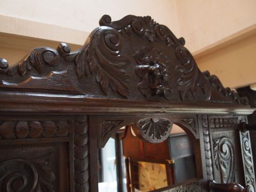fig 2. Hall stand coat hooks stick stand Victorian carved Oak c1880