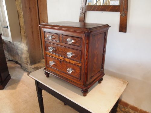fig 1. Chest of drawers Victorian Pitch Pine miniature c1860