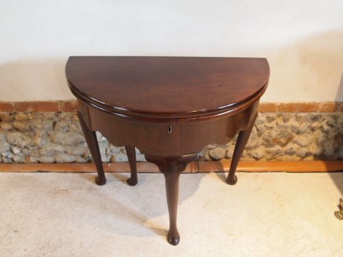 Table George II Cuban Mahogany Demi Lune Hall Side or Tea Table C1740