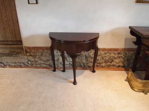 fig 1. Table George II Cuban Mahogany demi lune hall side or tea table c1740