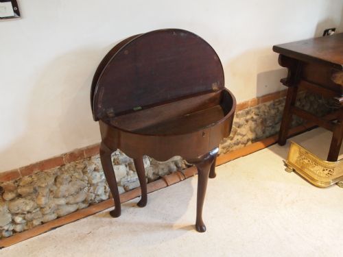 fig 3. Table George II Cuban Mahogany demi lune hall side or tea table c1740