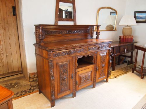 Sideboard Dresser Victorian Carved Oak Lion Mask Green Man C1880