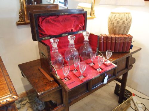 fig 2. Tantalus decanter box case Victorian Burr and Figured Walnut c1870
