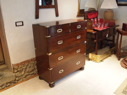 fig 1. Chest of drawers Victorian Mahogany Military Campaign c1870