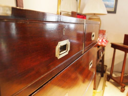 fig 3. Chest of drawers Victorian Mahogany Military Campaign c1870