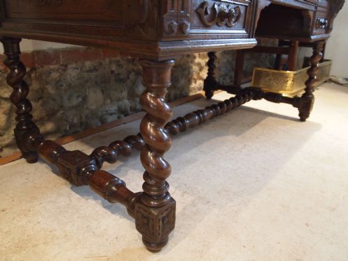 fig 2. Desk Victorian carved oak Lion mask detail c1880