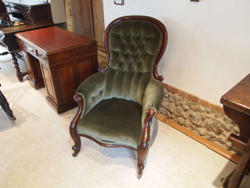 fig 1. Chair Victorian Mahogany spoon back arm chair c1870
