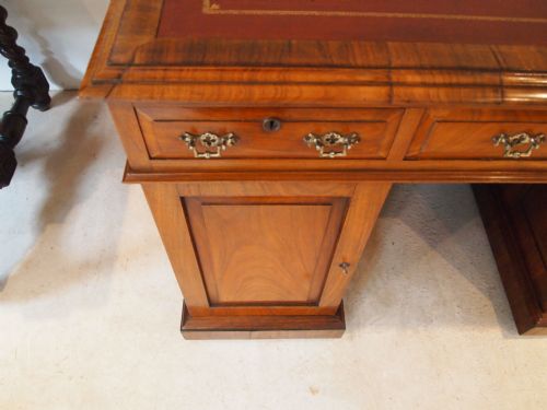 fig 2. Desk Victorian Rosewood twin pedestal desk fully finished back c1880