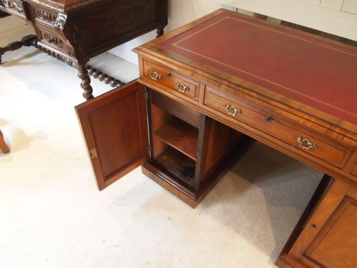 fig 4. Desk Victorian Rosewood twin pedestal desk fully finished back c1880