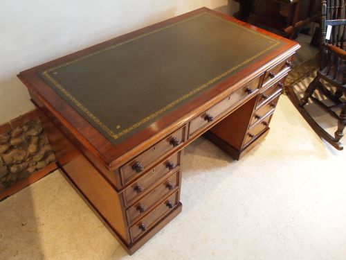 fig 1. Desk Victorian Mahogany twin pedestal desk c1870