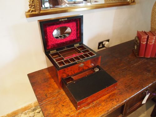 fig 4. Jewellery sewing and writing box Victorian Amboyna c1870