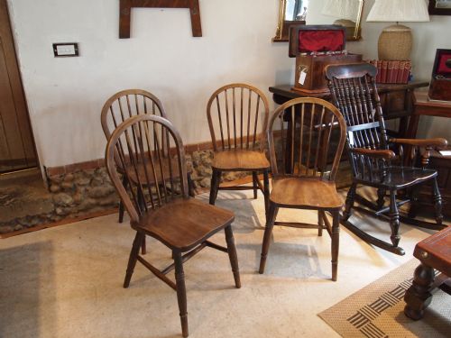 Chairs Victorian Windsor Kitchen Chairs Beech and Elm Stick Back C1890
