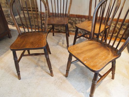 fig 4. Chairs Victorian Windsor kitchen chairs Beech and Elm stick back c1890