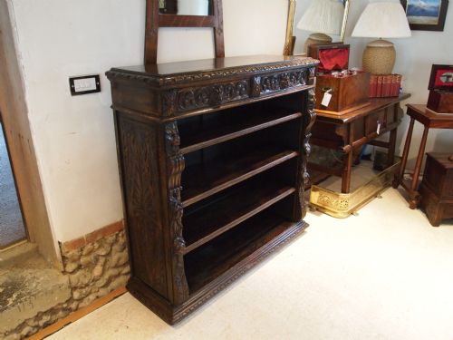 Bookcase Victorian Carved Oak Lion Mask Green Man C1880
