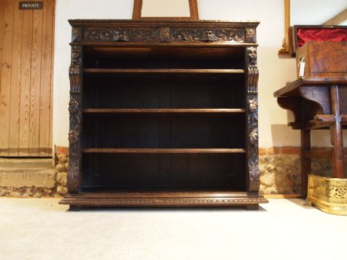 fig 3. Bookcase Victorian carved Oak Lion mask green man c1880