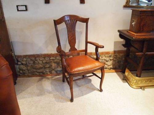 fig 1. Chair Victorian Oak and leather desk chair c1890 by J. Carter and co London